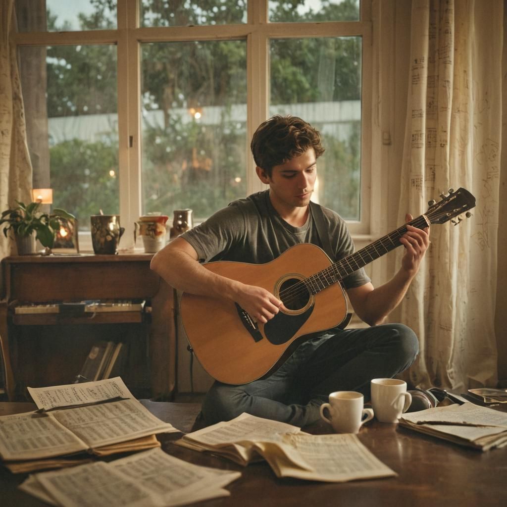 Intimate Portrait of Guitar Player in Natural Light