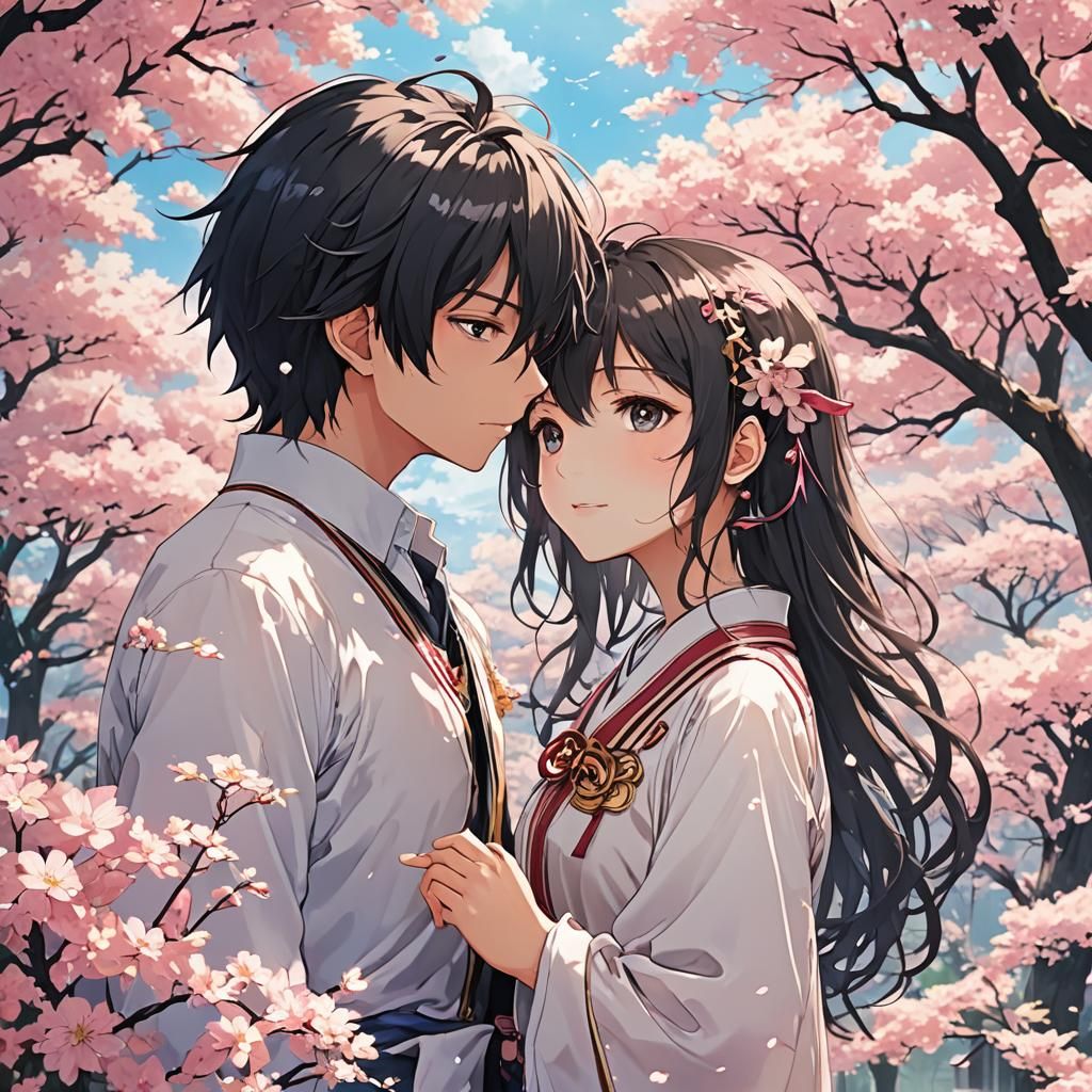 Anime Style Lovers in Japanese Manga Art