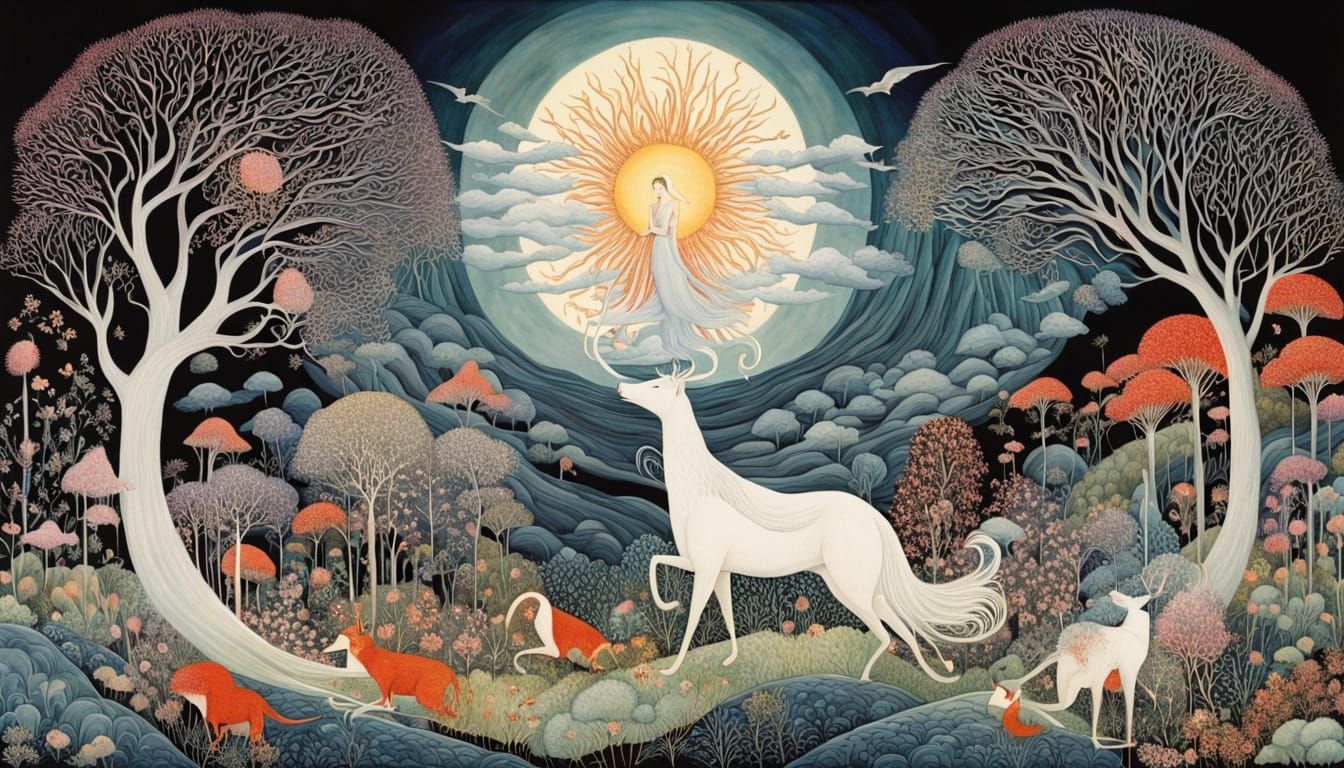 Mystical Dreamscapes: A Sacred Realm of Lush Patterns and Et...