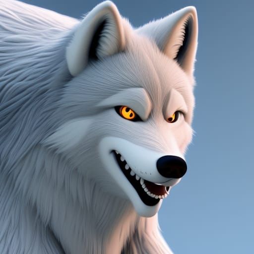 Majestic Snow Wolf in 3D Digital Art