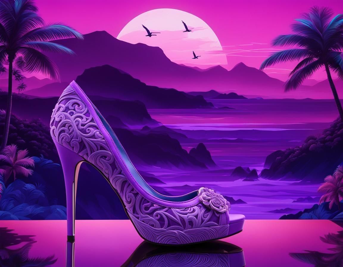 Purple Monochromatic Art Heel & Beach Landscape💜