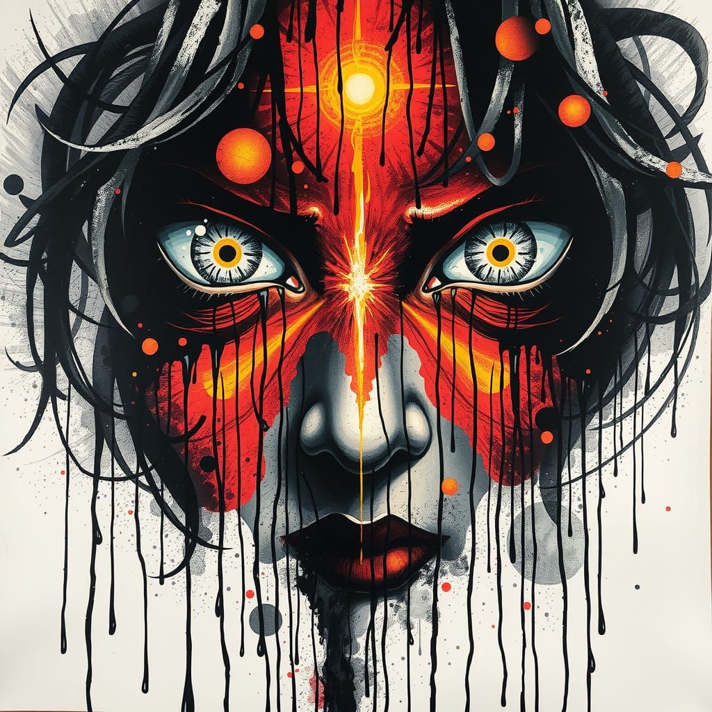 Magnetic Vision: Ink Splatter Art Portrait