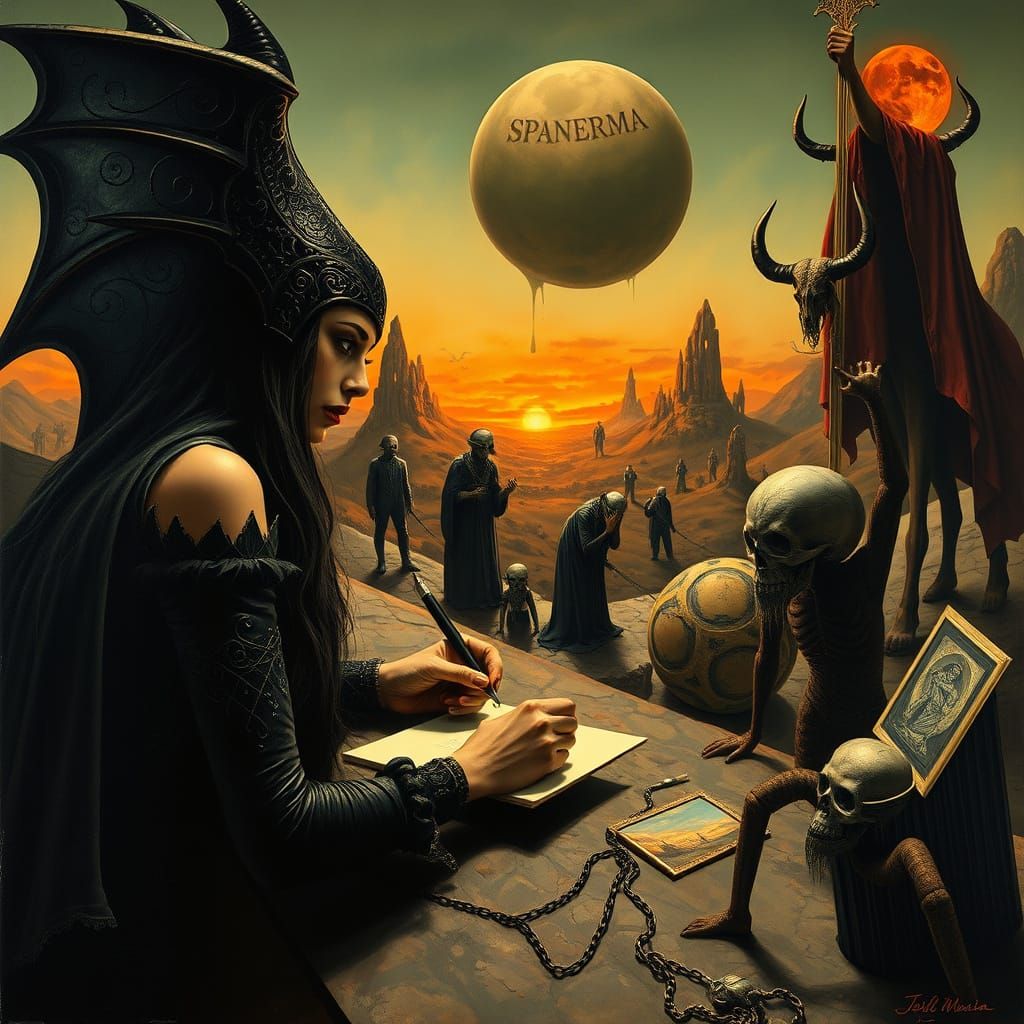 Tura Satana Autograph in Surreal Horror Scene