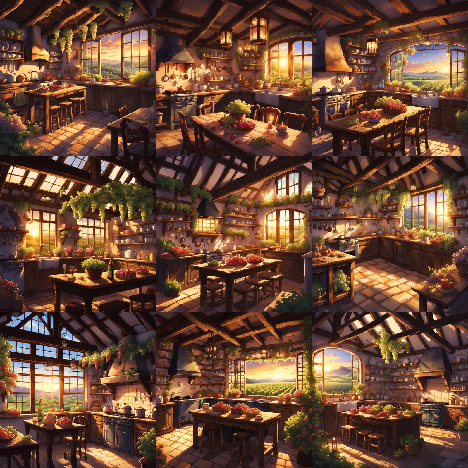 Cozy French Country Kitchen with Anime Art Style