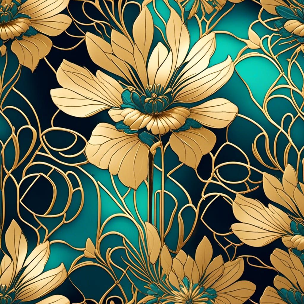 Abstract Floral Double Exposure in Antique Watercolor Style