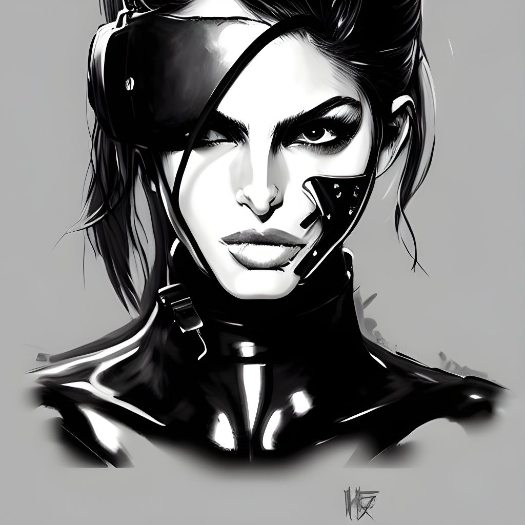 Gas Mask Girl in Yoji Shinkawa Anime Style