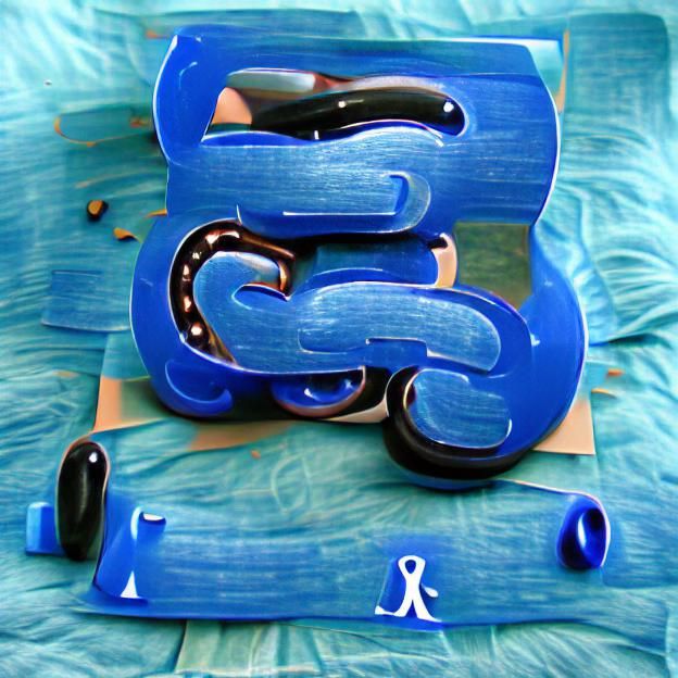 Blue Rubber Calligraphy Letter S