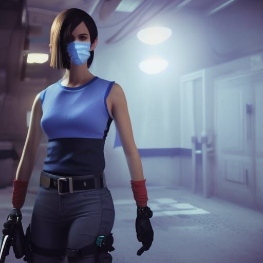 Jill Valentine in Surgical Mask: 3D Game Cinematic Render