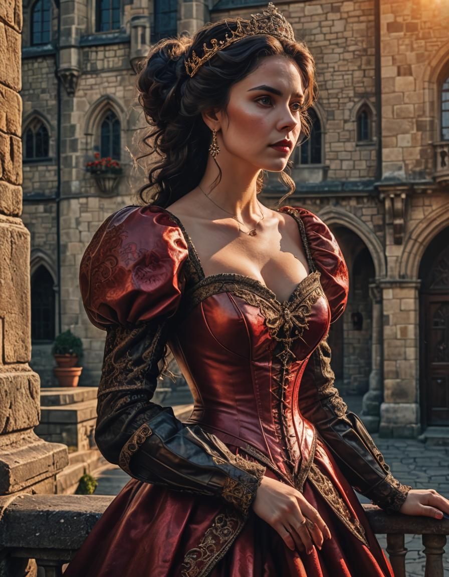Elegant Queen in Regal Medieval Splendor