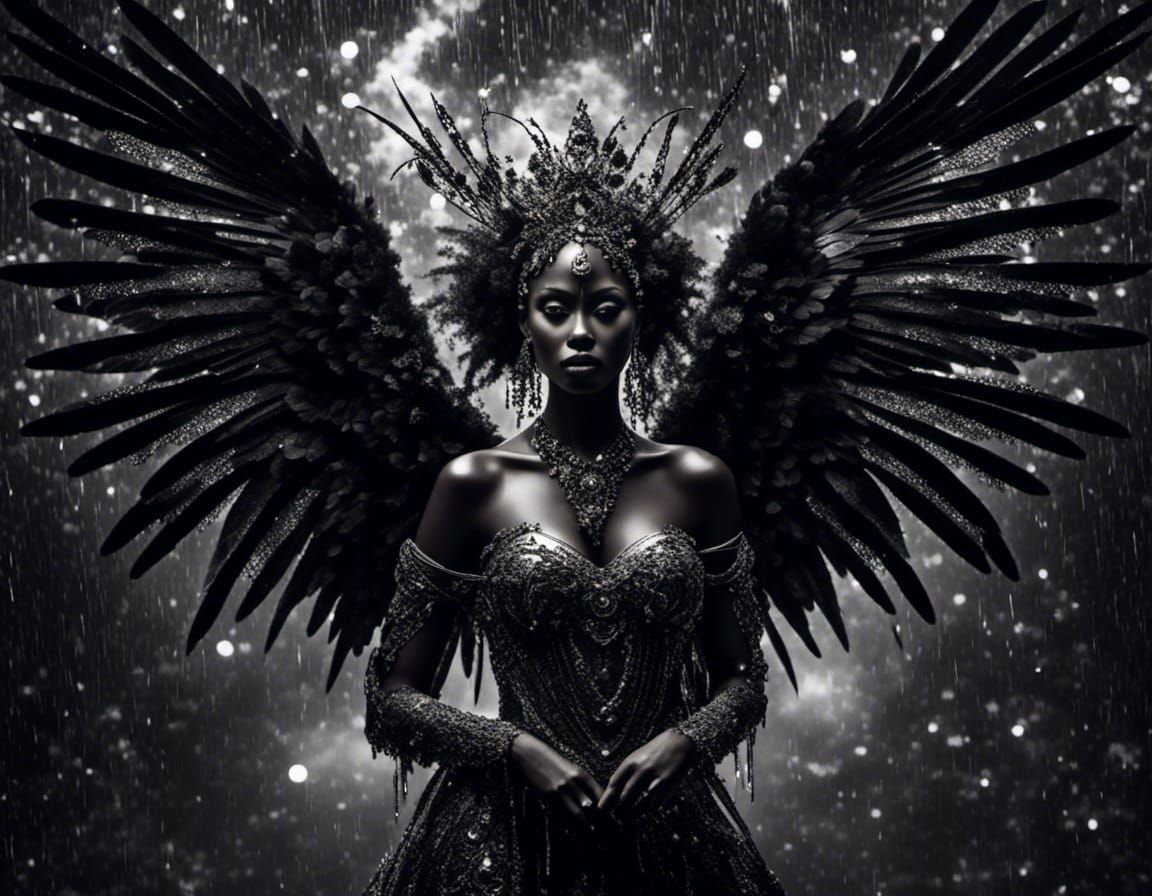 BW Dark Fairy in the Rain 11