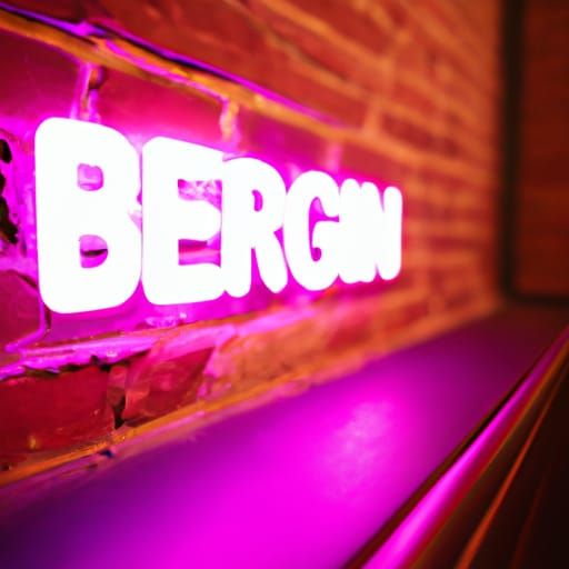 Retro Pink Neon "BEGIN" Sign on Brick Wall