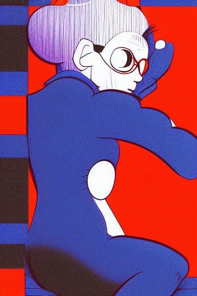 Psychedelic Monkey Gazing, Tezuka Style Sci-Fi Portrait