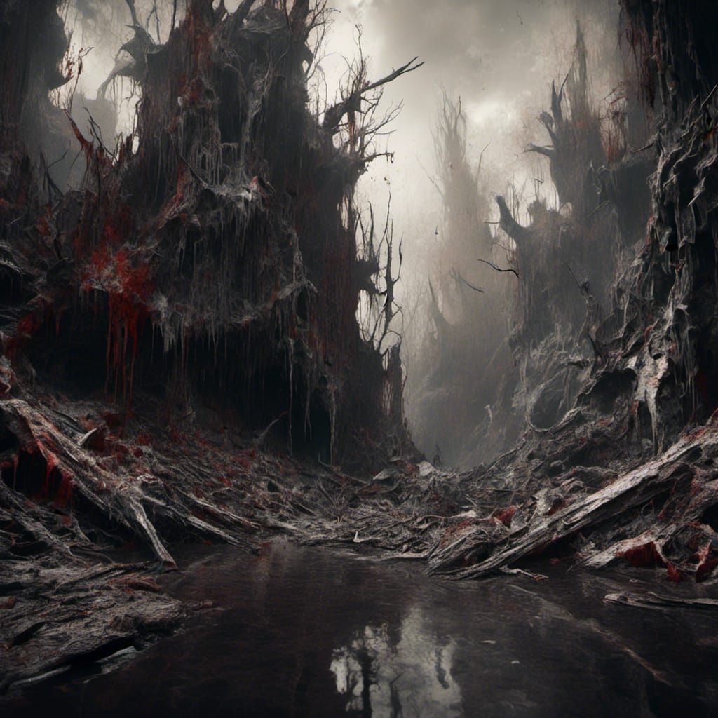 Creepy Black and White Horror Creation in Trash Polka