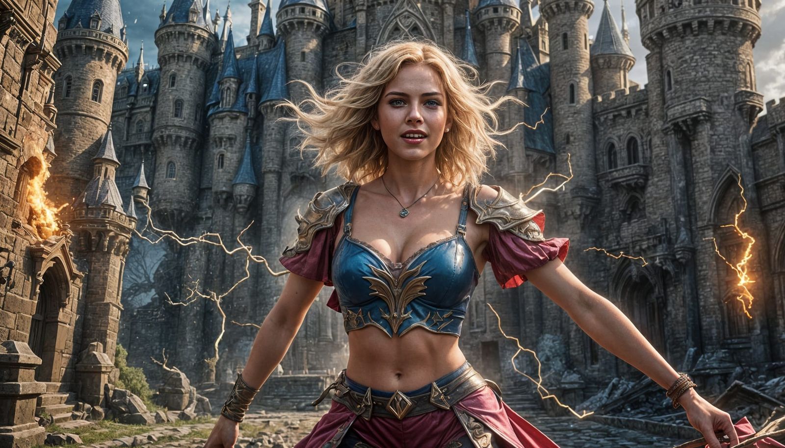 Fantasy Maiden in Stormy Magical Landscape