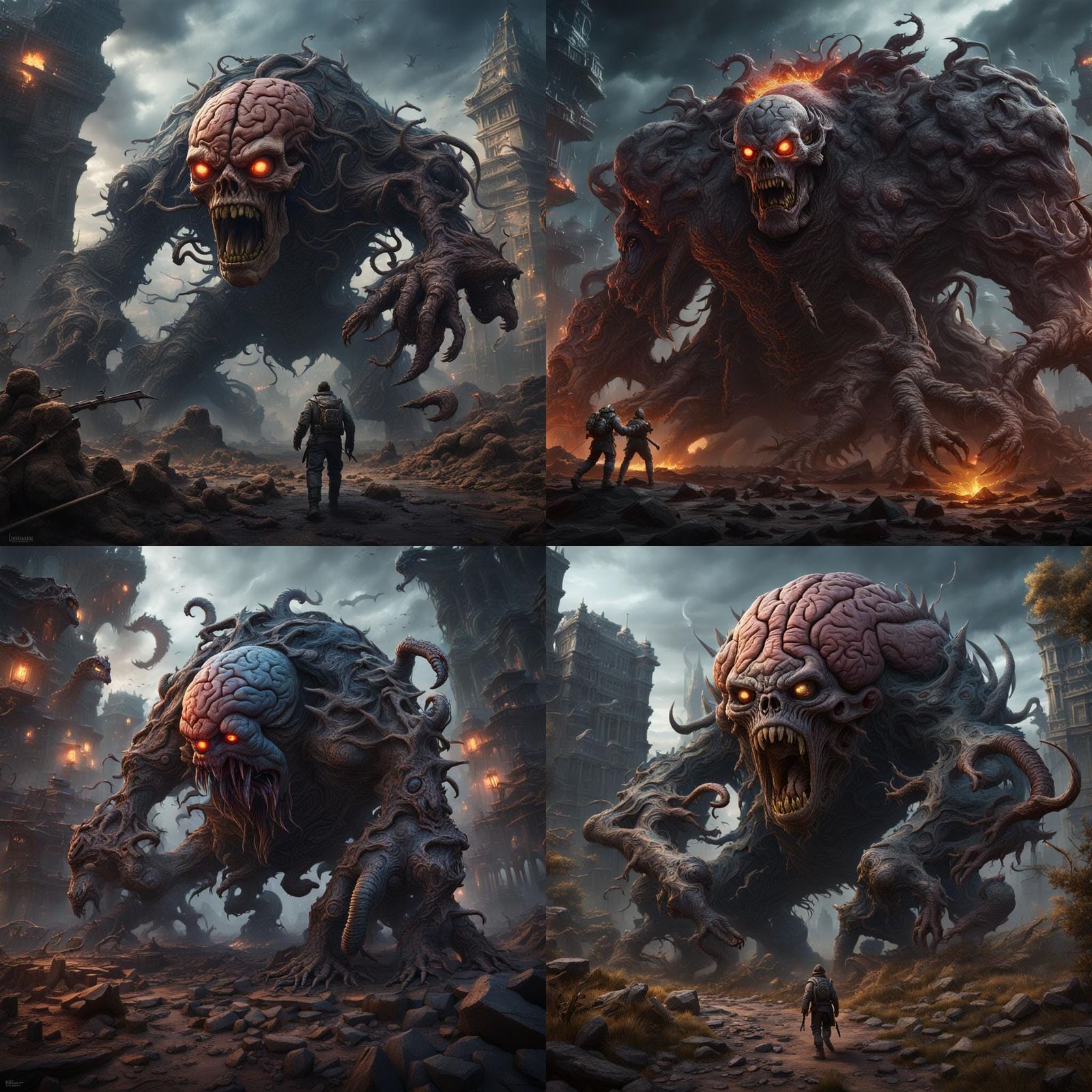Brain Monster Goes to War: Detailed Matte Painting