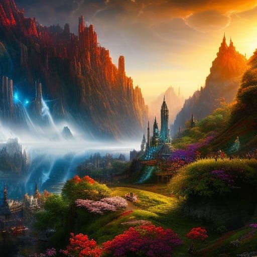 Entangled Magnificent Landscape in Hyperrealism