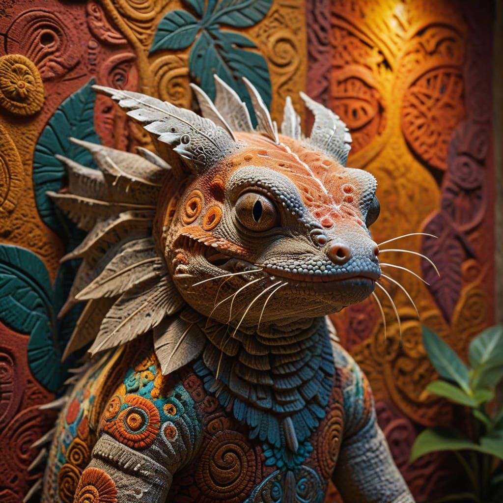 Realistic Axolotl in Mesoamerican Style Wallpaper