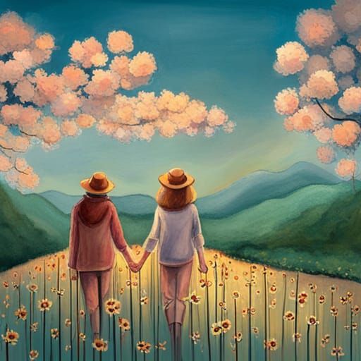 Bee Among Flowers With Positive Message