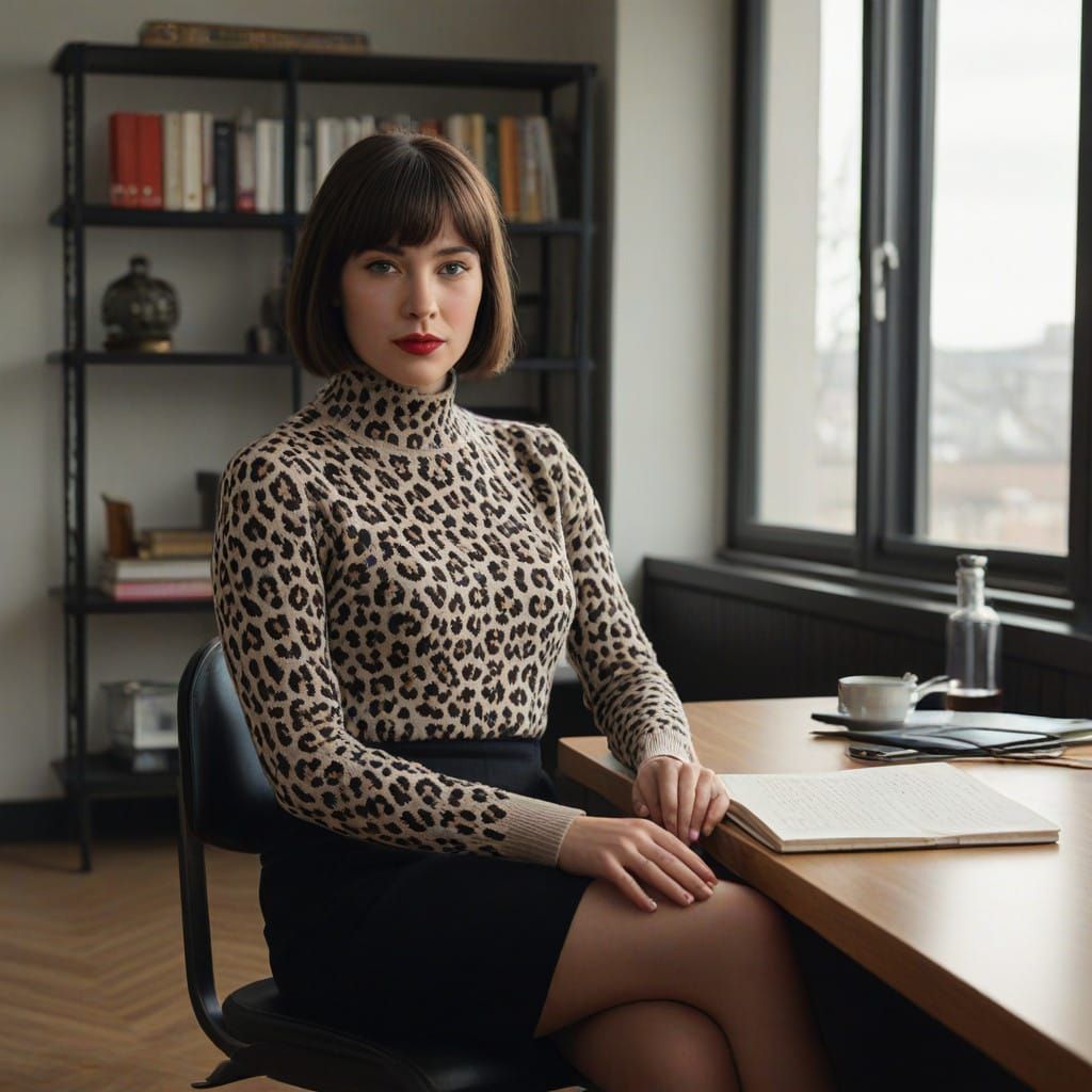 Sophisticated Businesswoman in Leopard Print