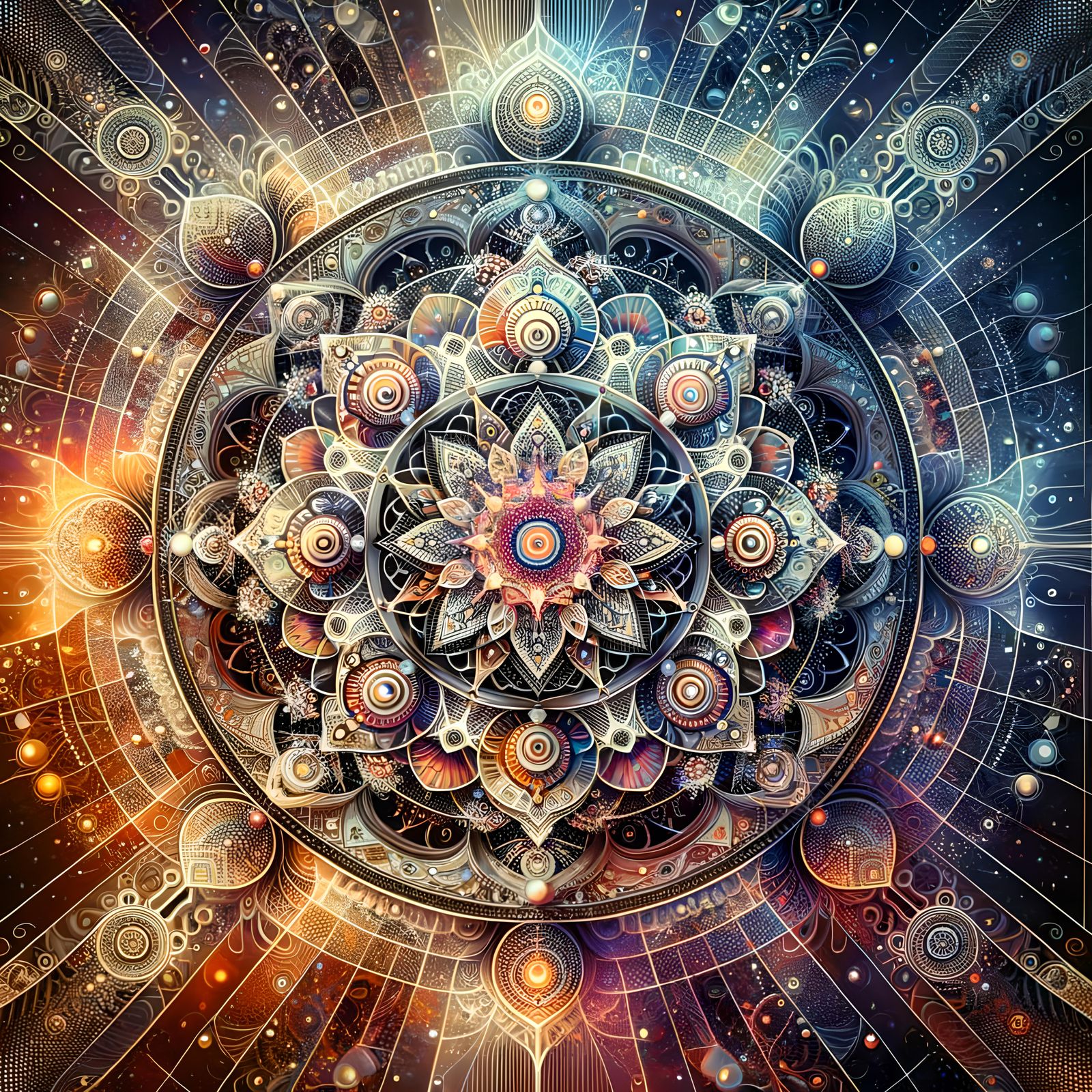 Intricate Symmetrical Mandalas in Vibrant Colors