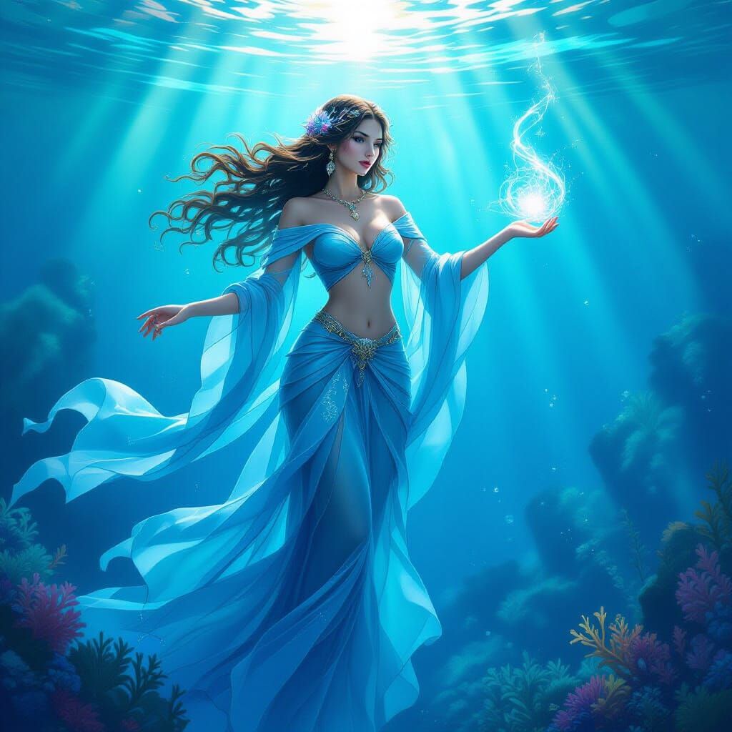 Mystical Sea Goddess in Underwater Realm
