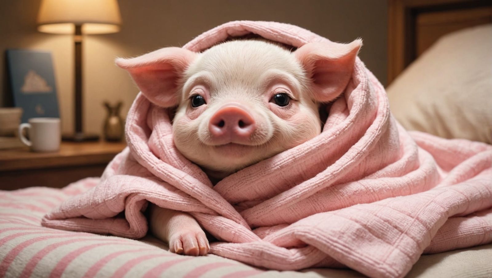 Cute Chibi Pig Sleeping Under Blanket