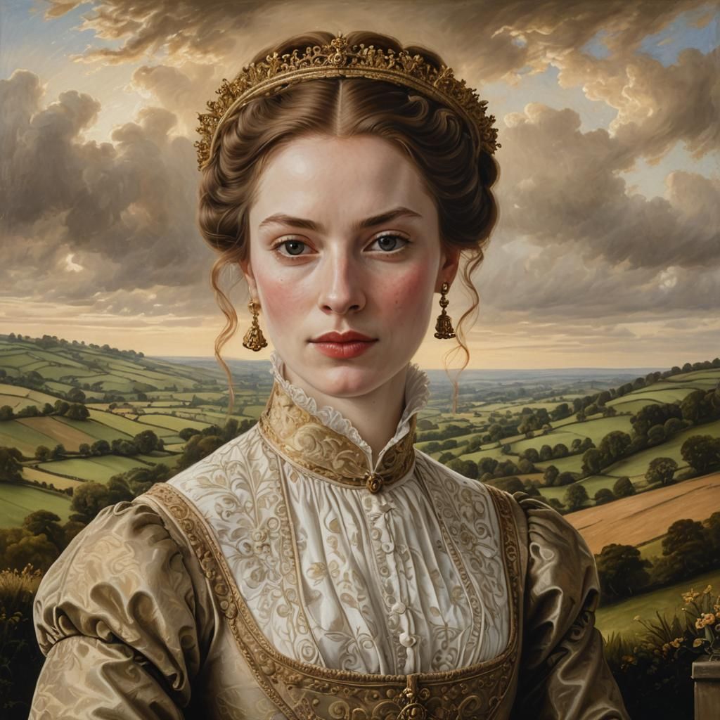 Elizabethan Portrait of a Young Woman in Traditional Attire