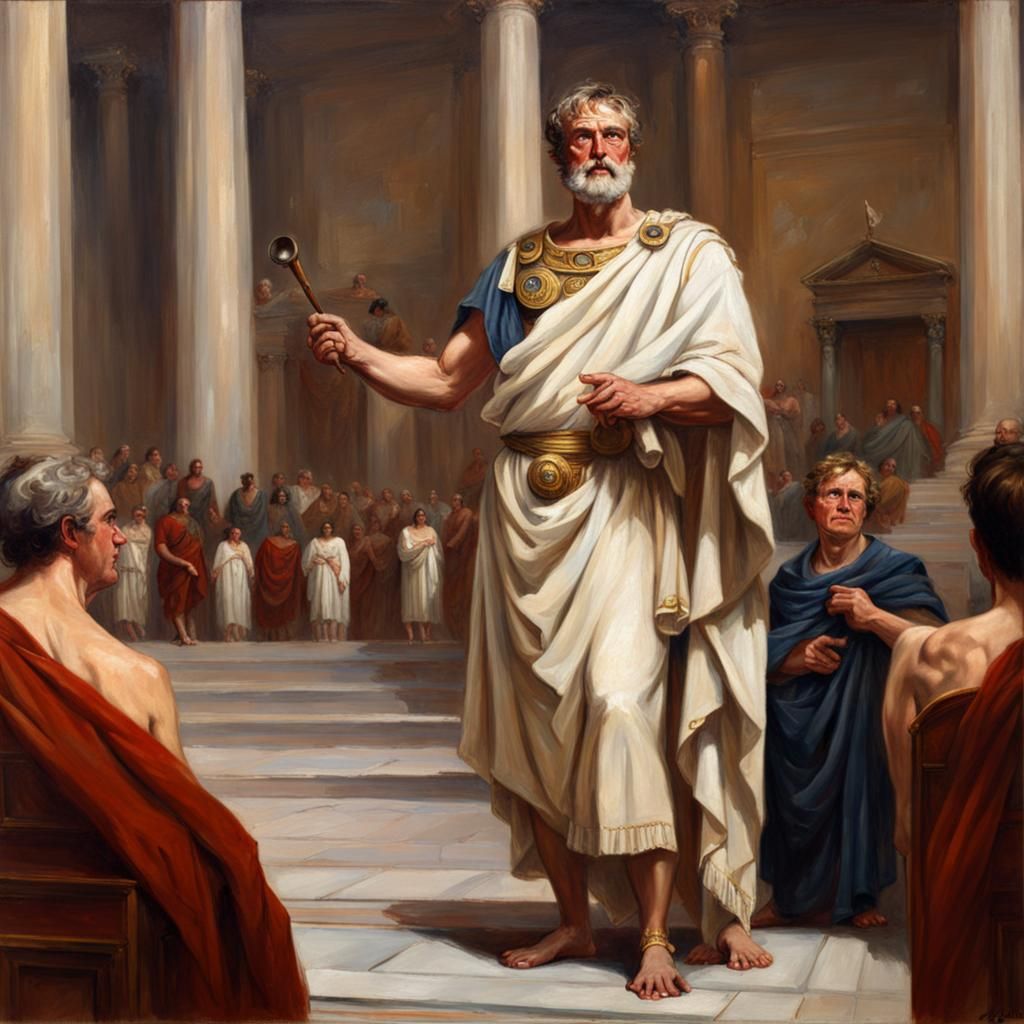 Roman Senator in Toga: Oil Painting Style
