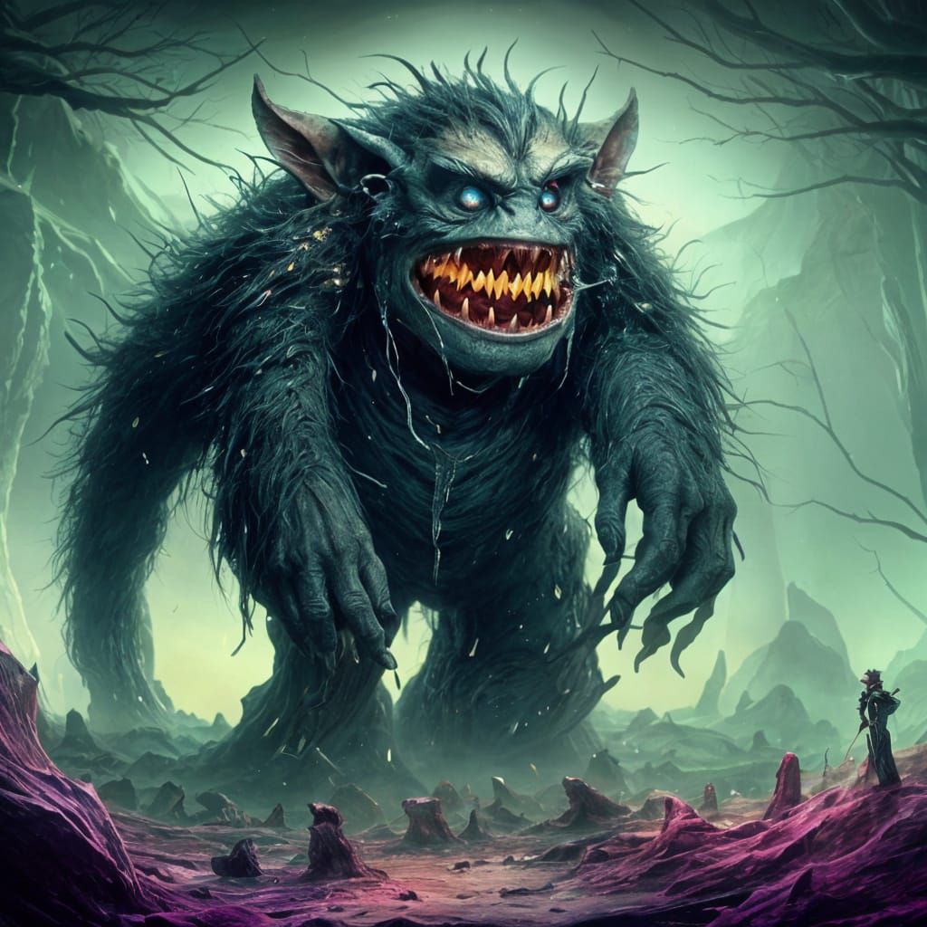 Grotesque Trolls Devour Diamonds in Dark Caves