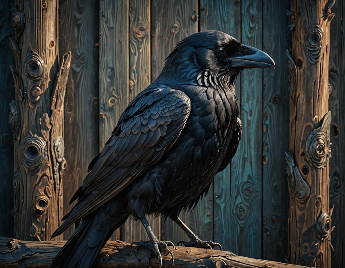 Norse Raven Portrait in Photorealistic Digital Art
