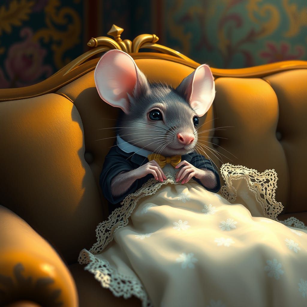 Mouse in Elegant Attire in Splash Art Style