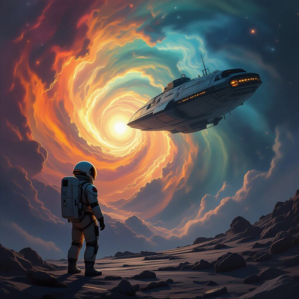 Astronaut Discovers Derelict Alien Ship in Cosmic Nebula