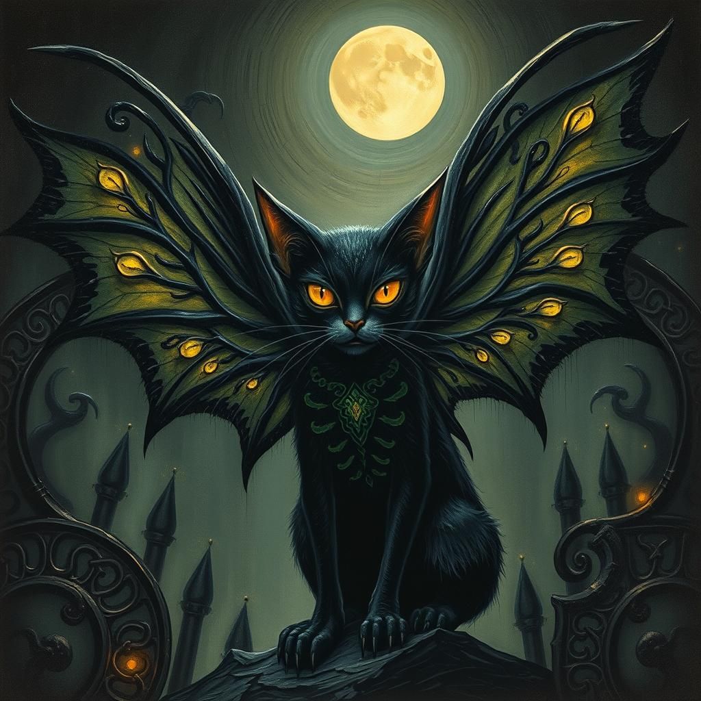 Surreal Dark Fairy Elf with Glowing Wings