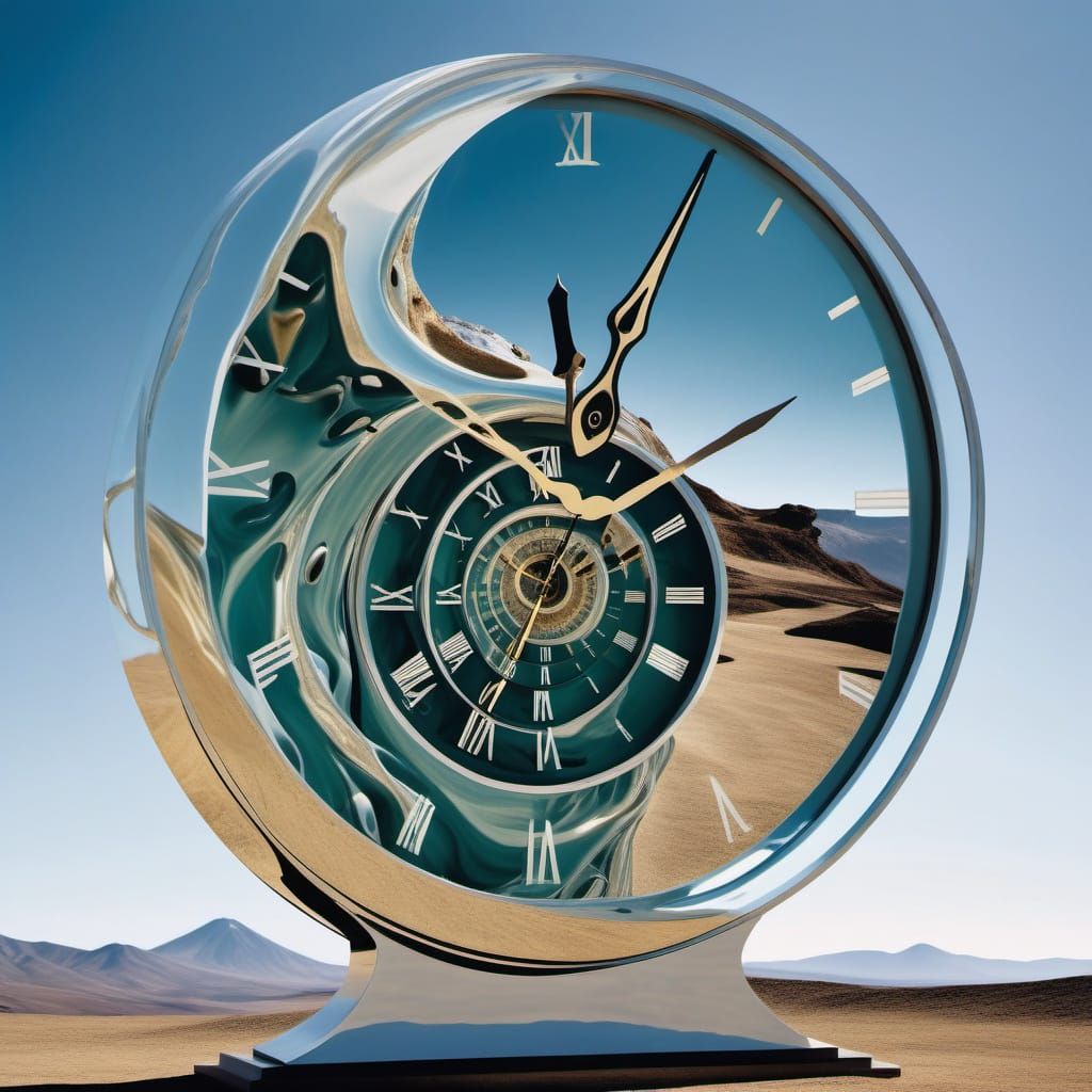 Surreal Melting Clock with Warped Perspectives