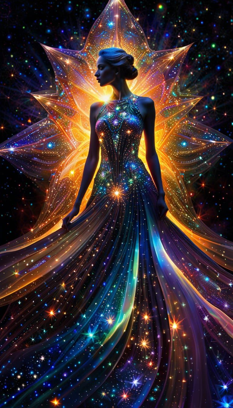 Star Dress: Iridescent Galaxy Gown in Abstract Style