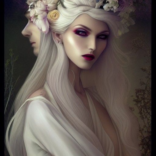 Gothic Portrait of Androgynous Male God as Bride