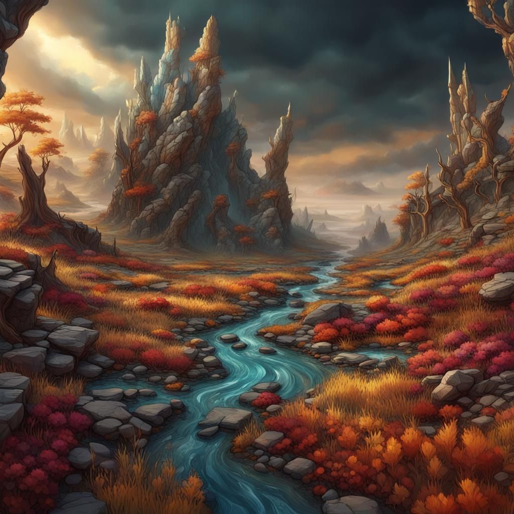 Elemental Landscape in Mixed-Media Texture Art