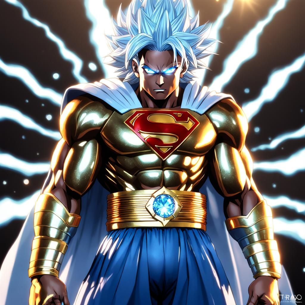Anime Style Superman as Super Saiyan God