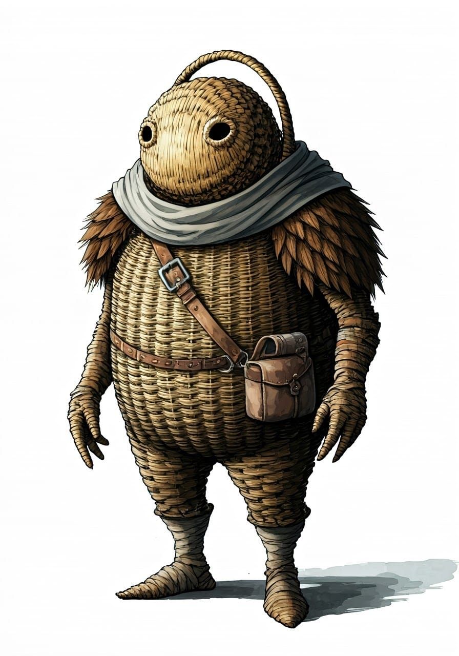 Ink and Watercolor Wicker Humanoid