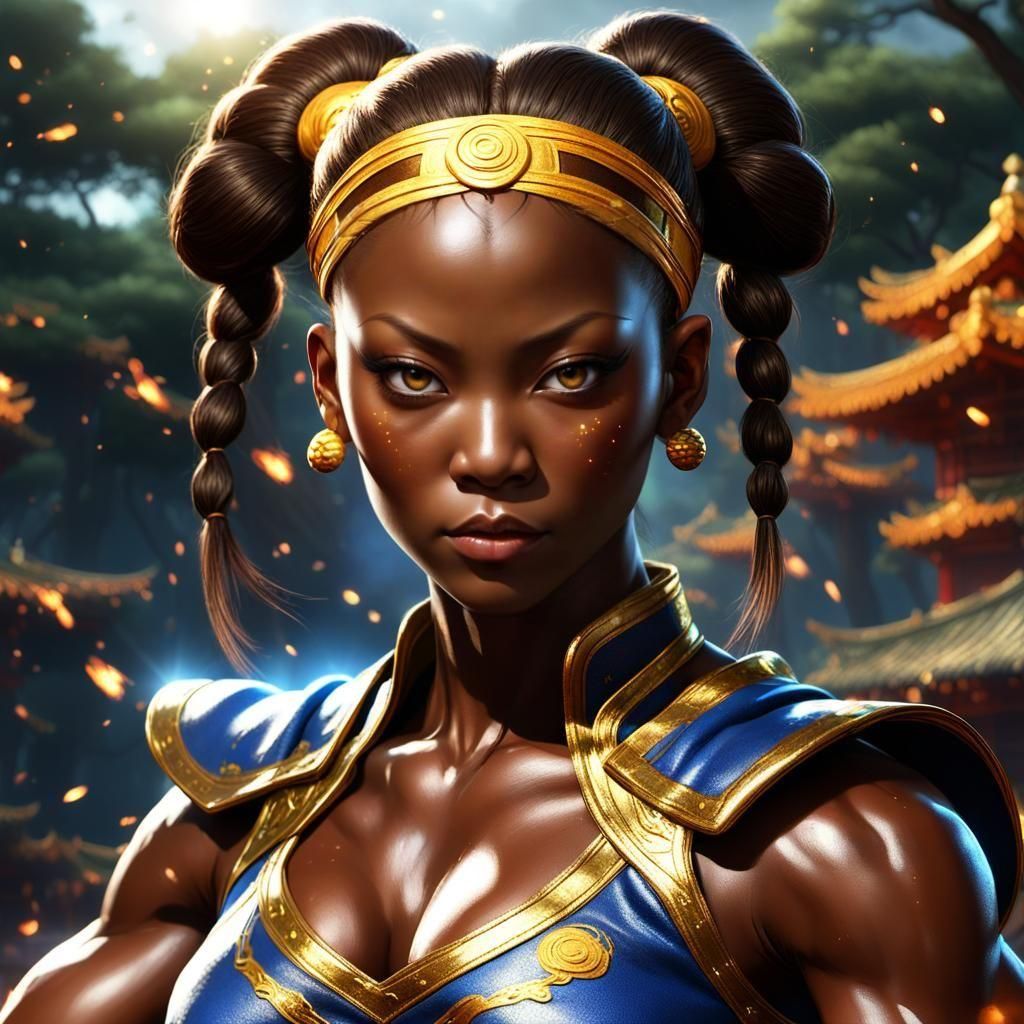 Chun Li as African-Chinese Shaolin Warrior