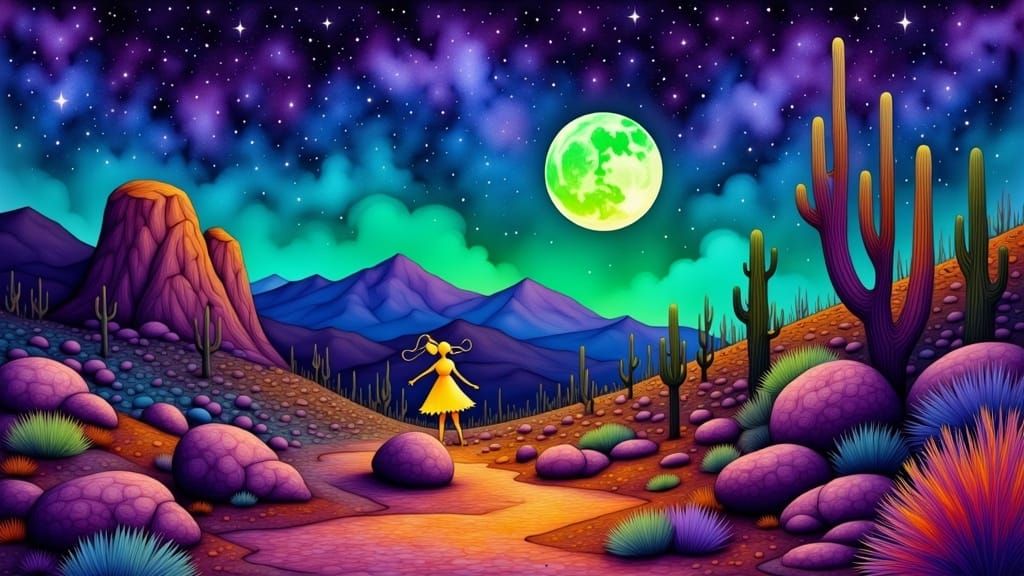 Dreamscapes of the Sonoran Desert: A Neon Nighthawk Kachina'...