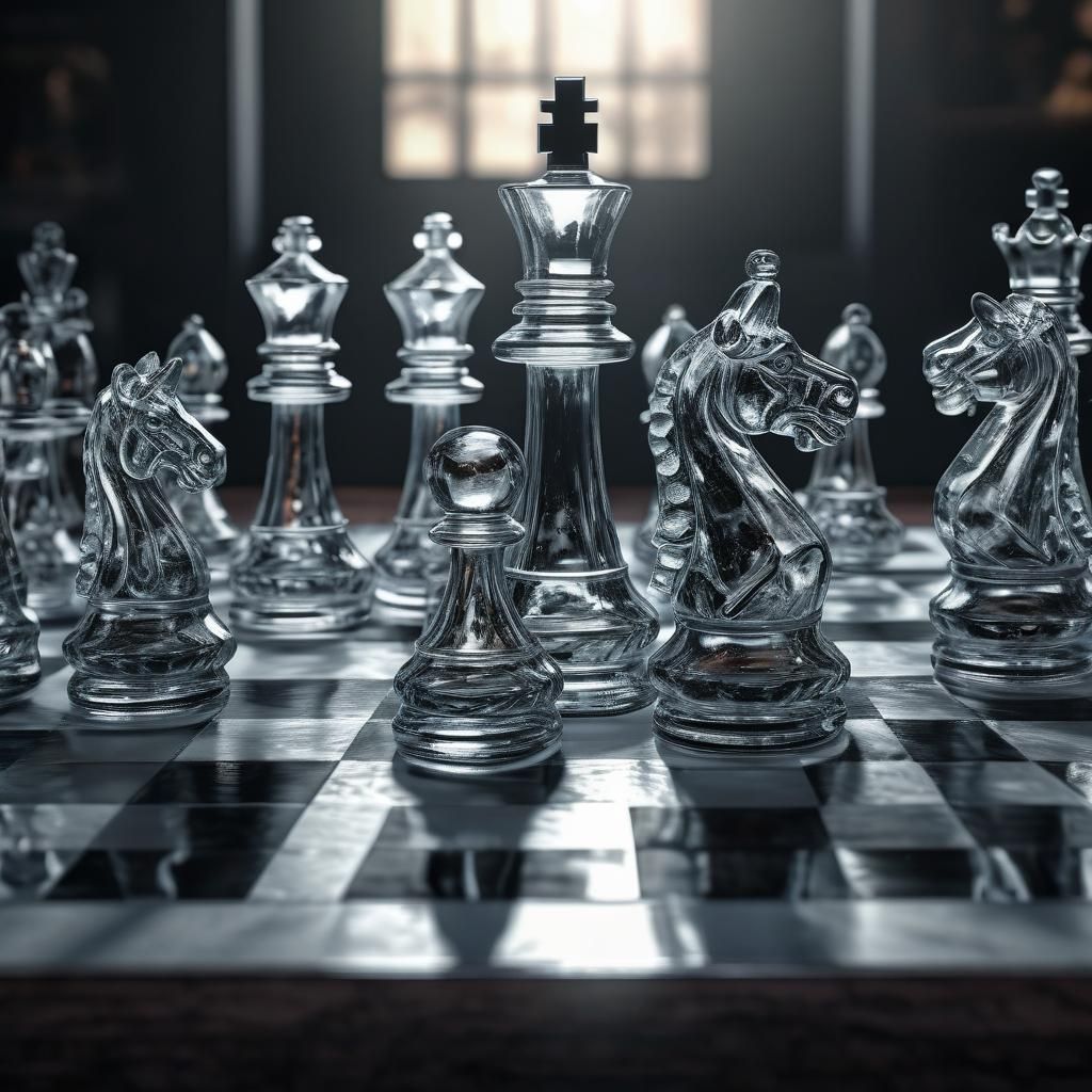 Stunning Crystal Chess Pieces in Volumetric Lighting