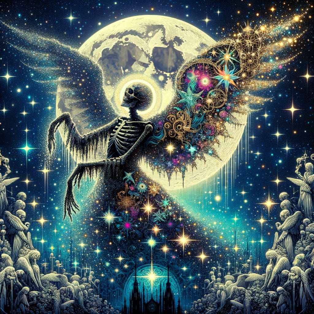 Macabre Star Archangel in Hyperdetailed Surrealism