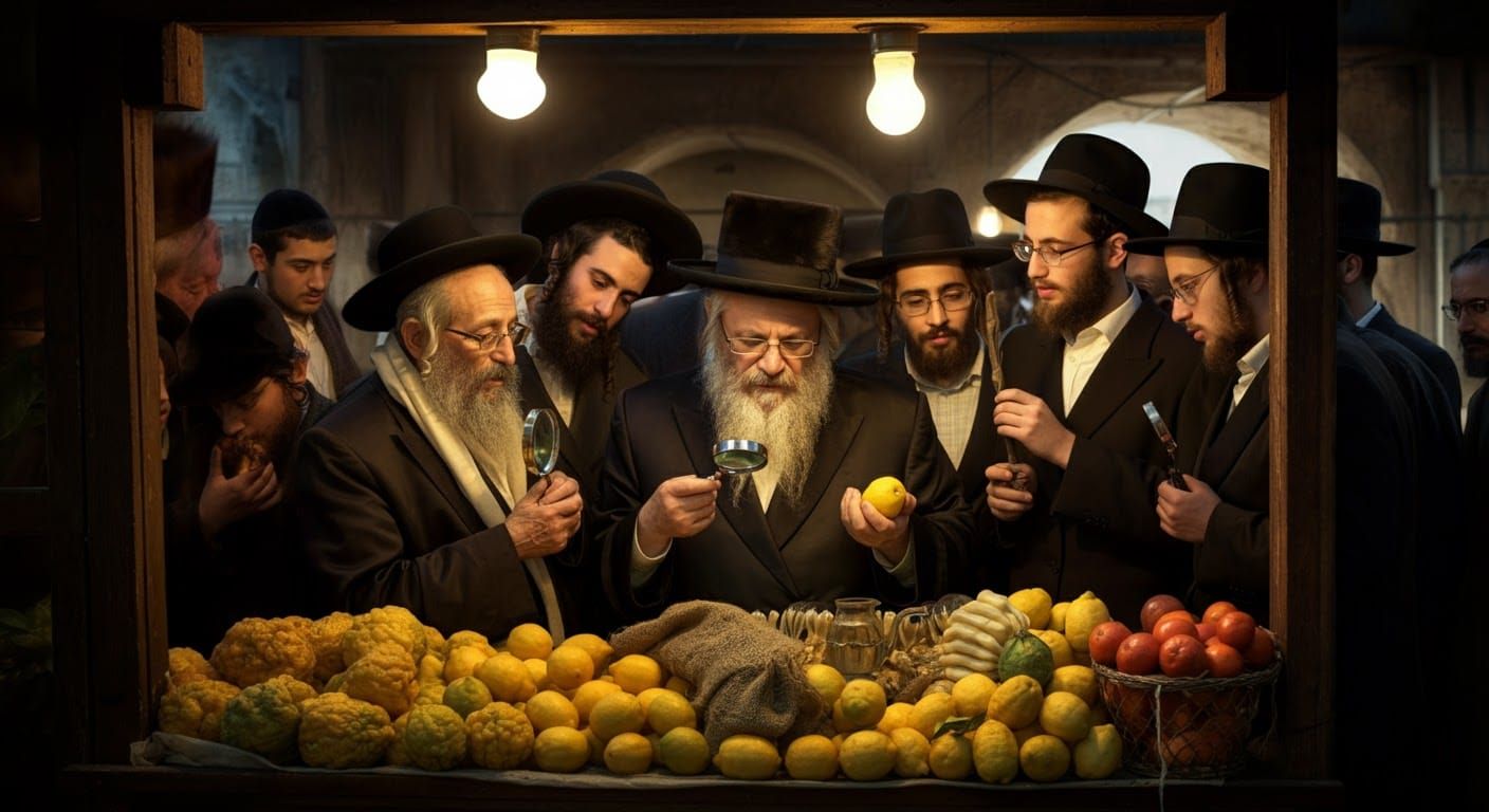 Bustling Market Scene in Old Jewish Town