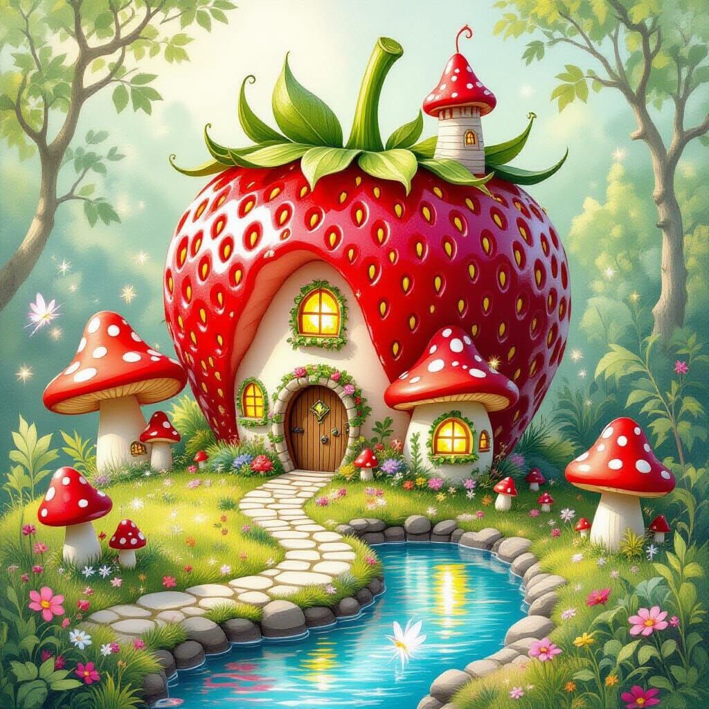 Enchanted Strawberry Village Inspired by Beatrix Potter