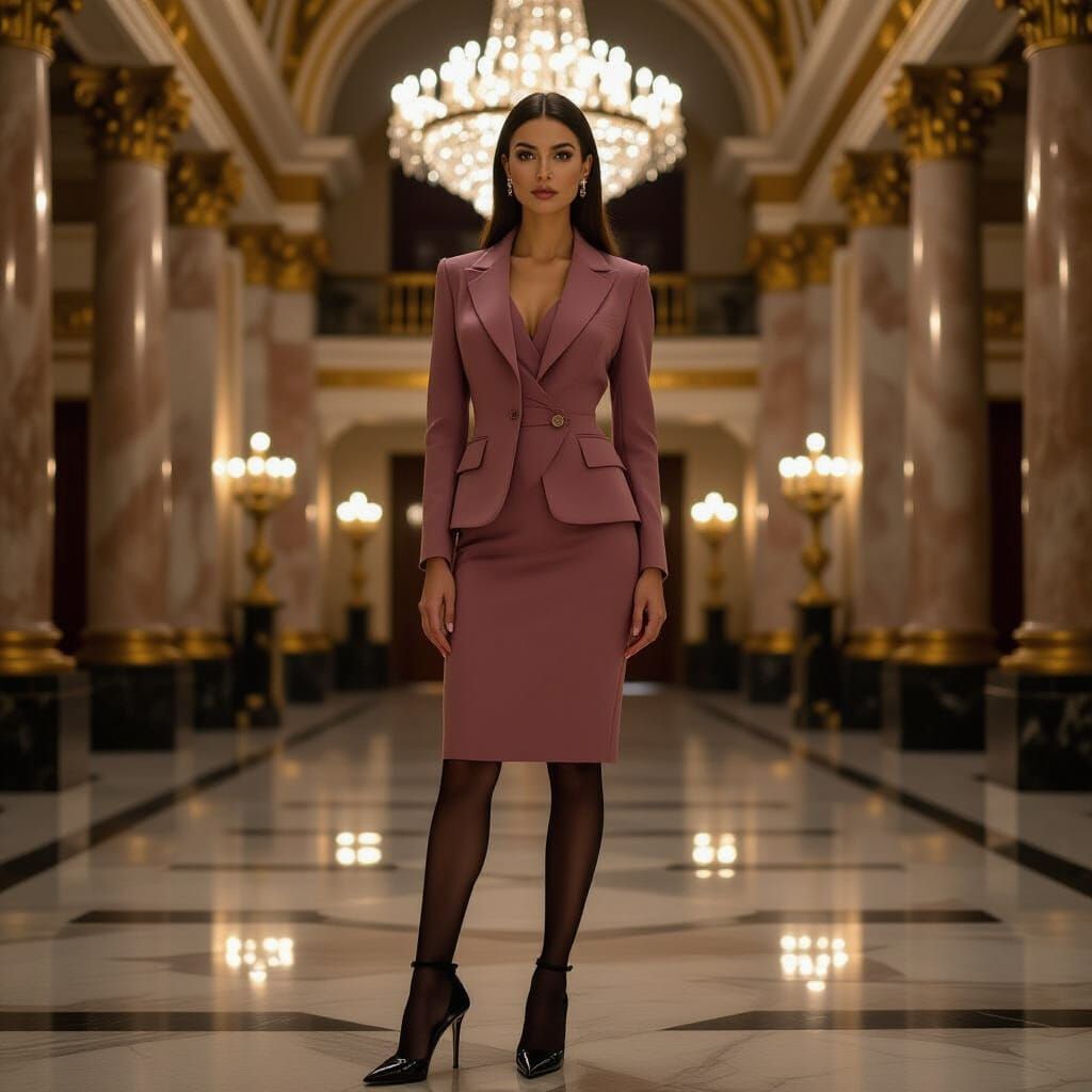 Sophisticated Woman in Elegant Foyer of Historic Macedonian ...