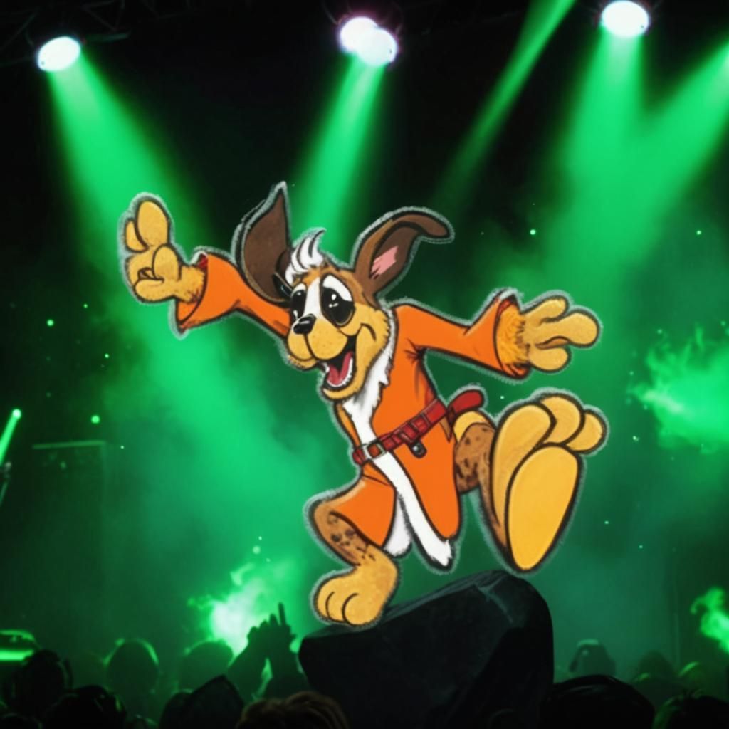Cartoon Dog Rocks Out: A Pop Art Concert