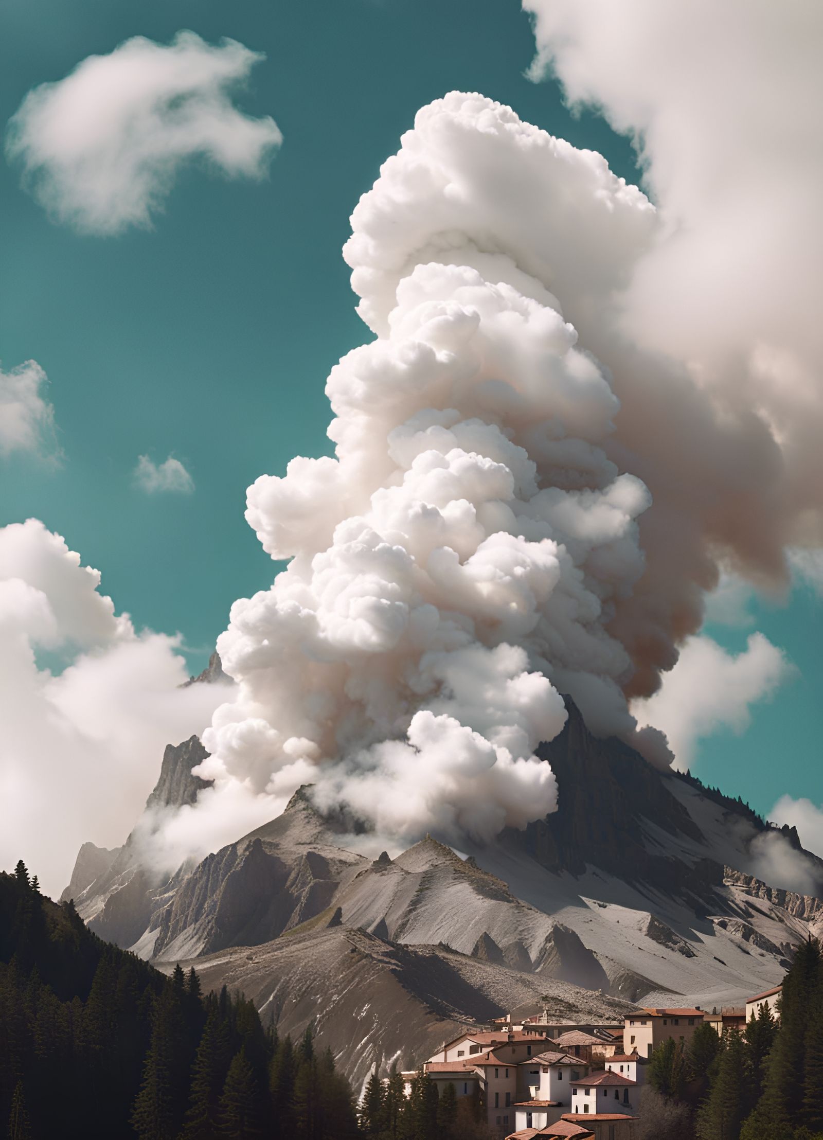 Monumental White Smoke Cloud in Fauvist Style