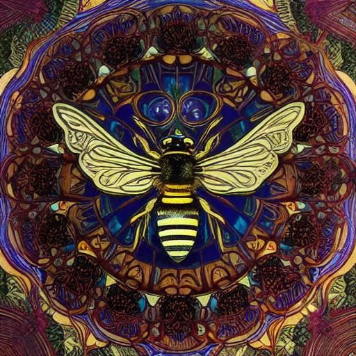 Hyperdetailed Bee Inspired by Art Nouveau