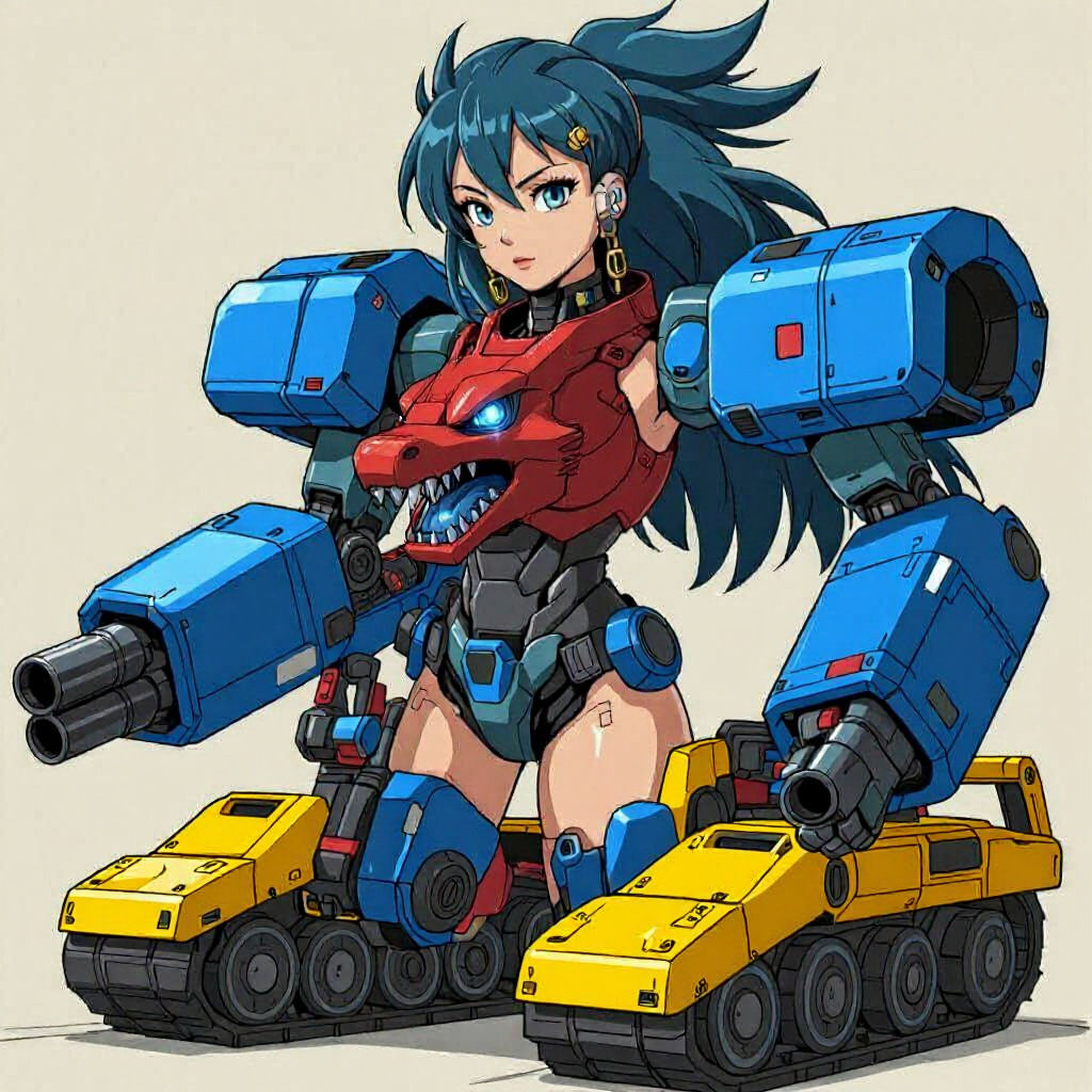 Futuristic Anime Cyborg Woman in Launch Bay